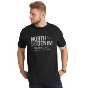 Duży męski t-shirt koszulka z napisami North 56°4 99325 czarna
