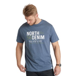 Duży męski t-shirt koszulka z napisami North 56°4 99325 ciemno niebieska