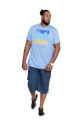 blekitny t-shirt z wakacyjnym nadrukiem 6XL