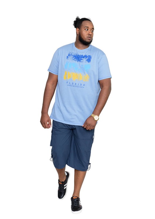 blekitny t-shirt z wakacyjnym nadrukiem 6XL