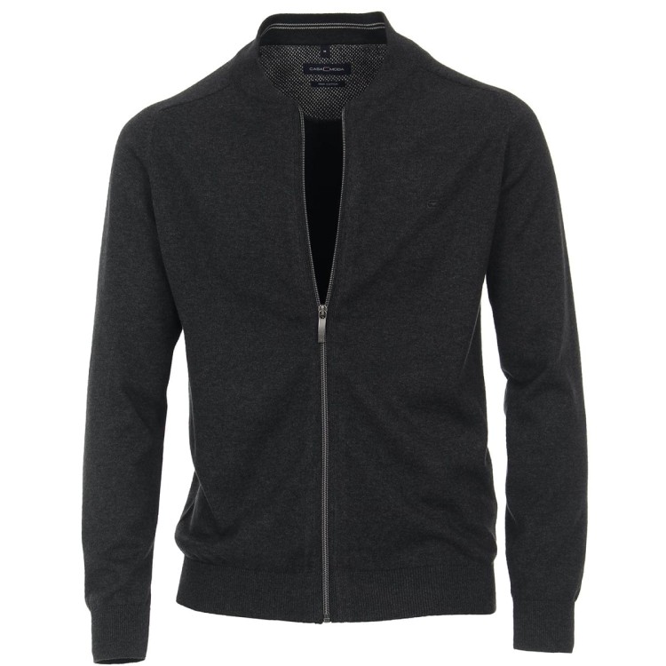 sweter na zamek duze rozmiary Casa Moda 004440 ciemno szary