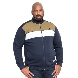 Męska duża bluza w pasy ze stójką Duke D555 Willowbrook granatowa