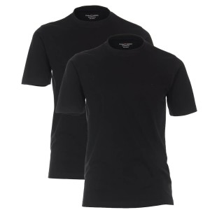 Duże męskie koszulki gładkie t-shirty 2 sztuki Casa Moda 092500-800 czarne