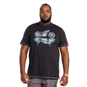 Duży męski t-shirt z motocyklem Duke D555 Fritton czarny