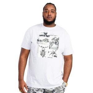 Duża męska koszulka z nadrukiem motoru t-shirt z napisami Duke D555 Trafford szary